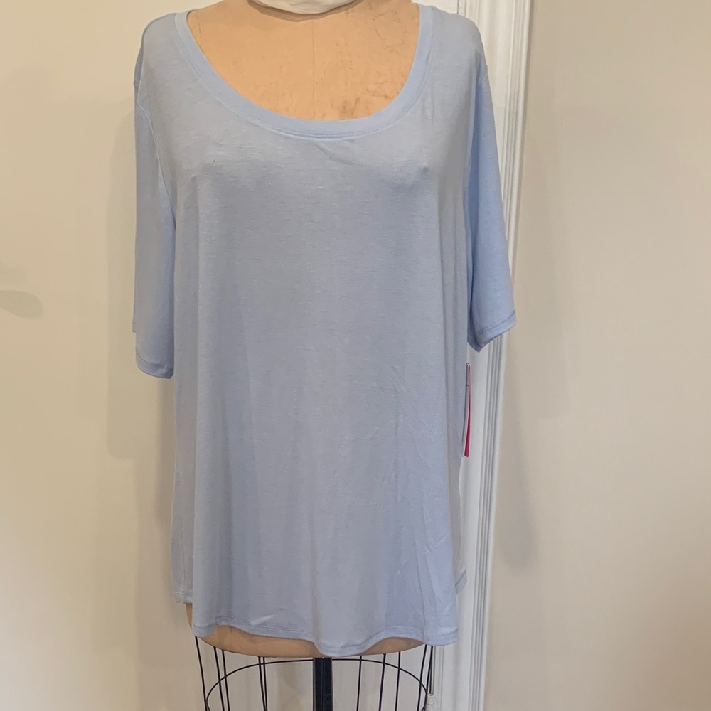 Yogalicious Soft Blue Short Sleeve Tee with cutouts back